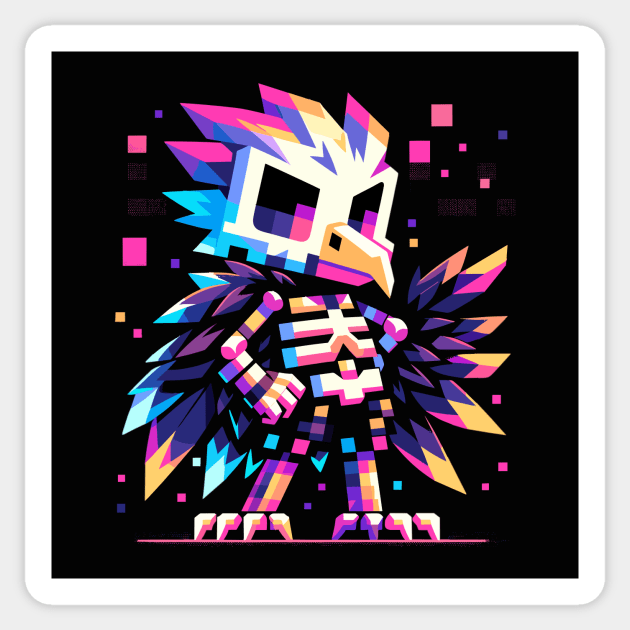 Neopixel skele-eagle Sticker by Ed Labetski Art